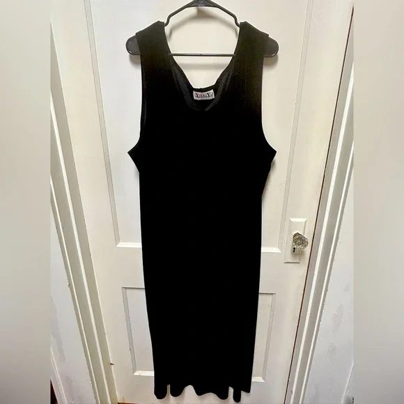 Vikki Vi Dresses Vikki Vi 3x Black Stretch Velvet Tank Dress